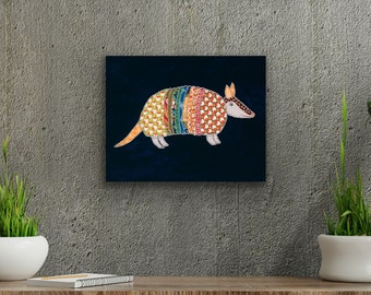 Armadillo print, Texas armadillo artwork, fine art giclée print in paper or canvas, unframed in various sizes, "Dog Gone Dillo"