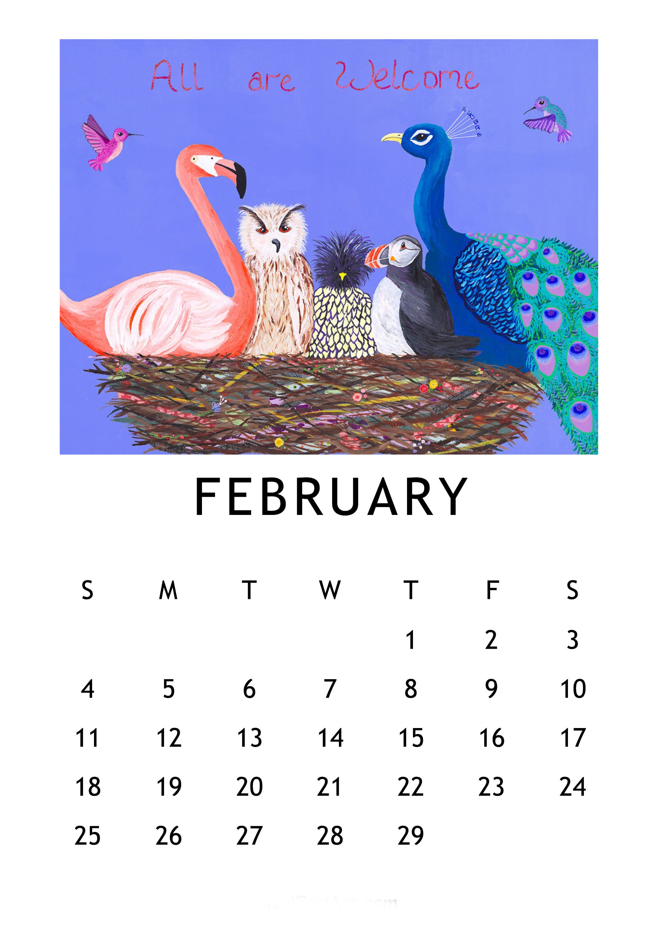 2024 Desk Calendar, Happy, Animals Calendar, Folk Art, Whimsical Art