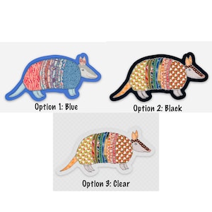 Armadillo sticker, whimsical armadillo, colorful dillo decal, animal vinyl sticker, 2 options sold individually Michelle Rankin, Maltochello