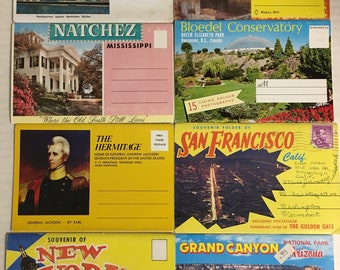 Souvenir Postcard / Photograph Folders – Lot of 8, New York, Natchez, Hermitage, United Nations, Shenandoah Valley, Bloedel, Grand Canyon