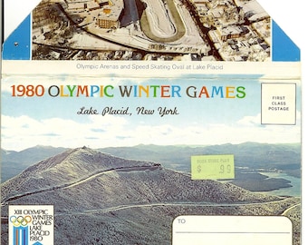 Vintage 1980 Olympic Winter Games, Lake Placid New York, Souvenir Folder, R. K. Dean, 1980.