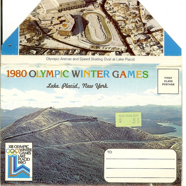 Foulard Vintage Des JO D'hiver 1980 De Lake Placid - Rouge Bleu Blanc - Carré Japonais
