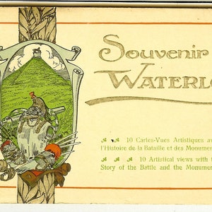 Vintage Postcard Folder: Souvenir de Waterloo. Unused. 10 Cartes-Vues Artistiques