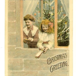 Vintage Postcard. Christmas Greeting. Transparency Postcard, circa 1909.