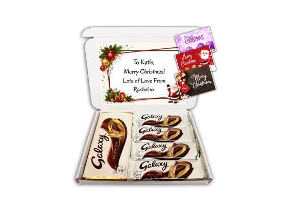 Personalised Christmas Gift Box with Galaxy Chocolate Bars