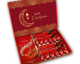 Eid Mubarak Lindt Lindor Luxury Milk Chocolate Bars & Chocolate Mini Eggs Gift Box