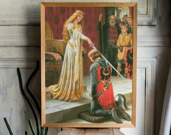 The Accolade  Cross Stitch Pattern , Edmund Blair Leighton  , Famous Paintings, X Stitch Chart , Instant Download , Medieval Castle