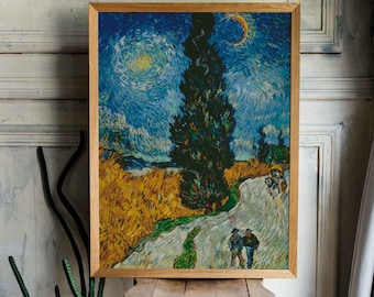 Cross Stitch Pattern , Road with Cypress and Star , Vincent Van Gogh, X Stitch Supplies , Instant Download , Famous Paintings