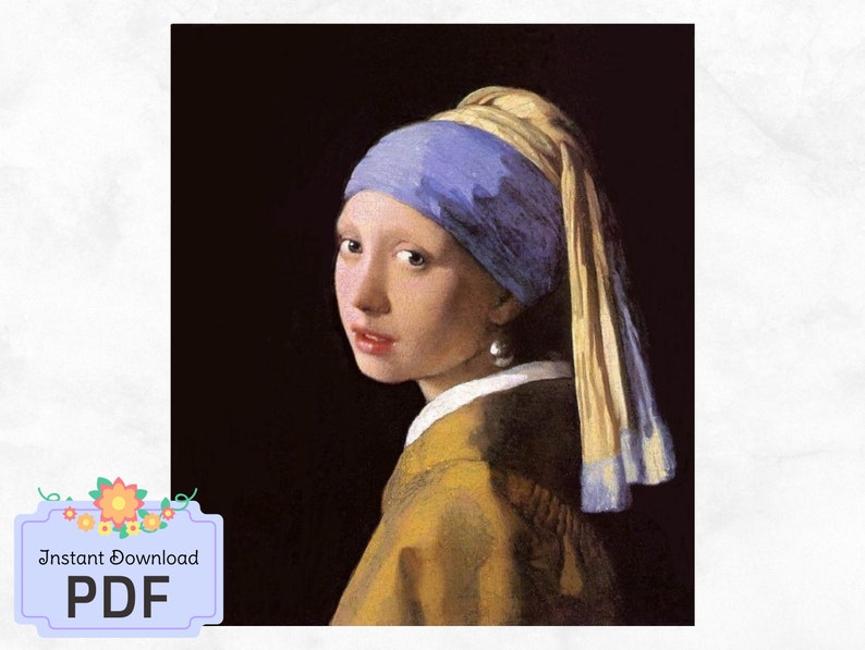 Girl With A Pearl Earring Cross Stitch Pattern johannes Etsy