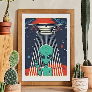 Alien Cross Stitch Pattern , UFO , X Stitch Supplies , Instant Download