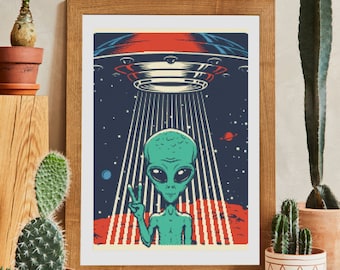 Alien Cross Stitch Pattern , UFO , X Stitch Supplies , Instant Download