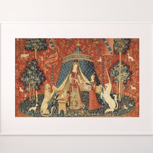Die Dame und das Einhorn, Kreuzstichmuster, X-Stichdiagramm, PDF-Sofort-Download, La Dame A La Licorne, Mittelalter