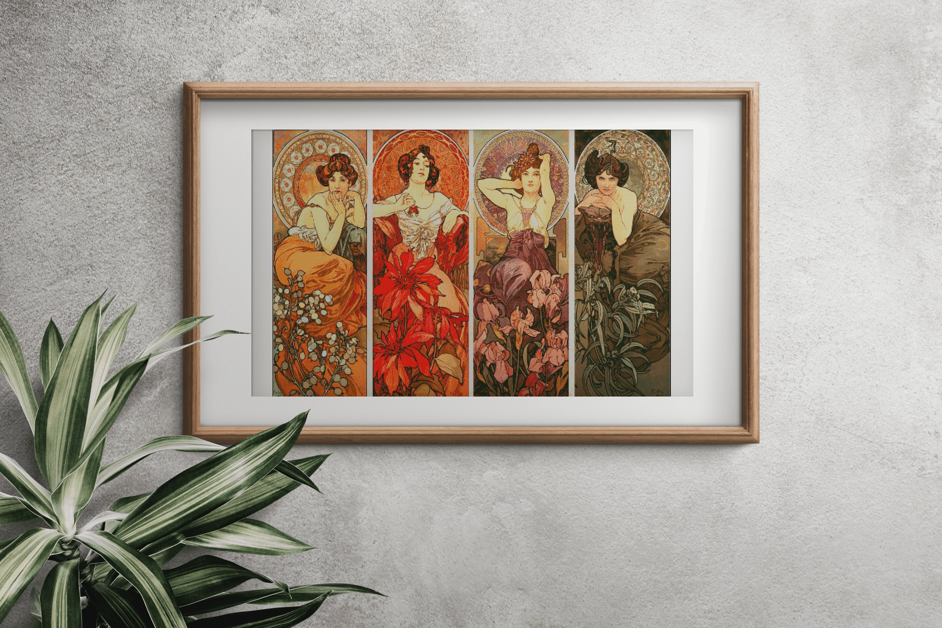 The Precious Stones By Alphonse Mucha Cross Stitch Pattern , Famous Paintings X Stitch , Instant Download , Digital File , Pdf