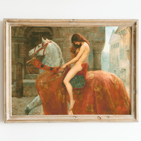 Lady Godiva Schema punto croce, John Collier, X Stitch, Pdf, Arte Classica, Pittura Medievale