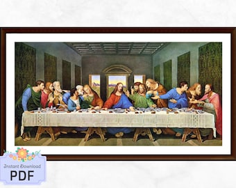 The Last Supper Cross Stitch Pattern, Leonardo da Vinci , Digital Format, High Renaissance , Christian Icon ,Religious X Stitch Chart
