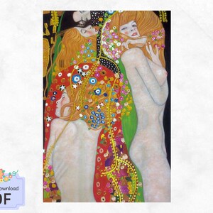 Cross Stitch Pattern , Water Snakes II , Gustav Klimt , Instant Download , Digital File , Famous Paintings image 2