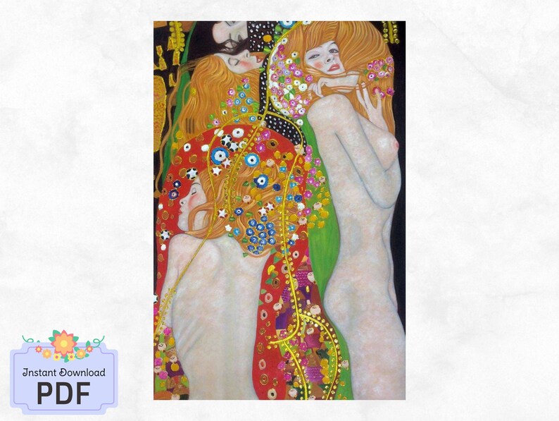 Cross Stitch Pattern , Water Snakes II , Gustav Klimt , Instant Download , Digital File , Famous Paintings image 2