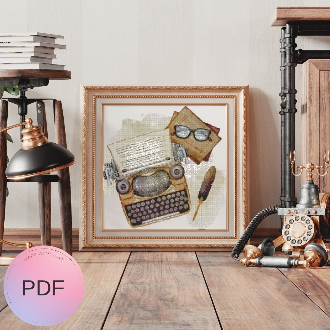 Typewriter Cross Stitch Pattern , Red Poppies , Famous Paintings X ...