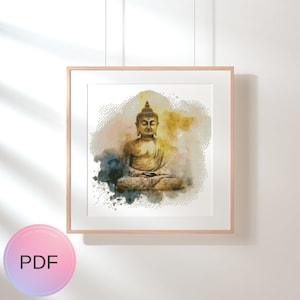 Buddha Cross Stitch Pattern , Watercolor X Stitch Chart , Instant Download , Pdf , Meditation