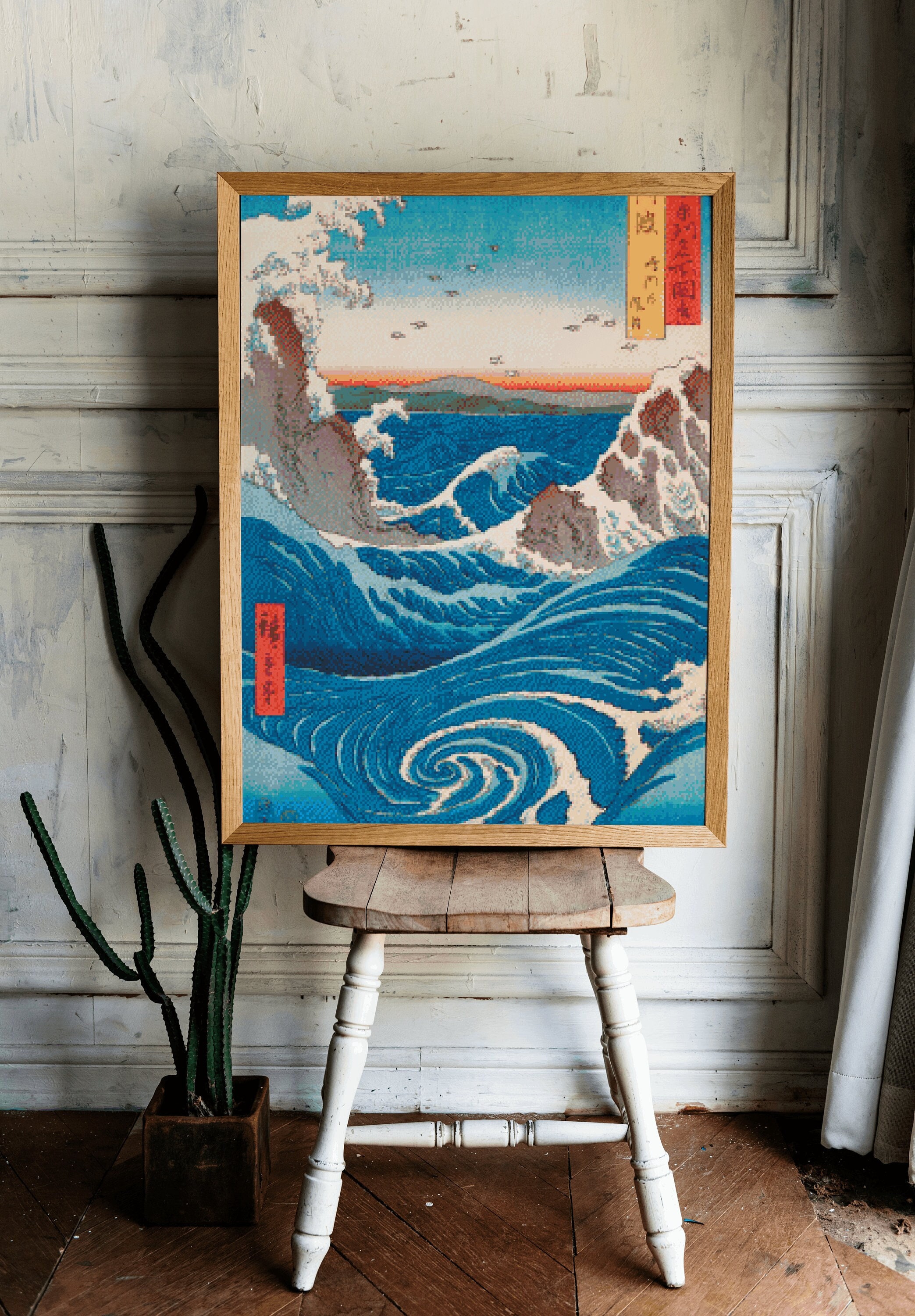 Whirlpool Cross Stitch Pattern , Utagawa Hiroshige , X Stitch