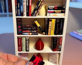 Valentines Day Gift, Custom Miniature Bookshelf: 32 Personalized 1/12 Scale Books