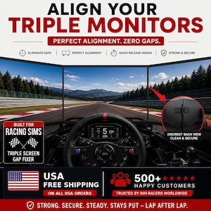 Triple Monitor Alignment Kit für Racing Sim Rig, Fixer für Bildschirmlücken, Monitoranschluss mit Schnellverschluss