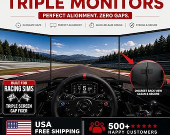 Triple Monitor Alignment Kit, Racing Sim Rig Gap Fixer, Quick Release Connectors