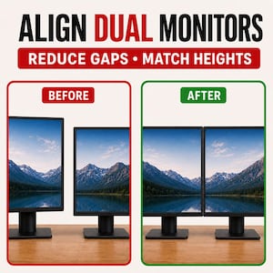 Monitor Alignment Kit, Dual Monitor Gap Bracket, Quick Release Hinge, Side-by-Side Home Office Setup