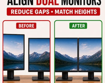 Monitor Alignment Kit, Dual Monitor Gap Bracket, Quick Release Hinge, Side-by-Side Home Office Setup