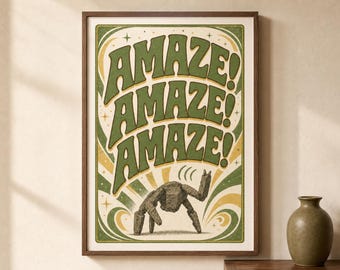 Póster de Amaze con Rocky / Inspirado en el Proyecto Ave María / Cita de película y libro / Arte mural con tipografía retro de ciencia ficción