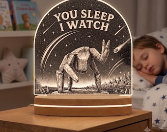 Rocky Night Light, You Sleep I Watch Lamp, Cute Alien Sci-Fi Gift, Kids Room Decor, Book Lover Gift, Space Night Light
