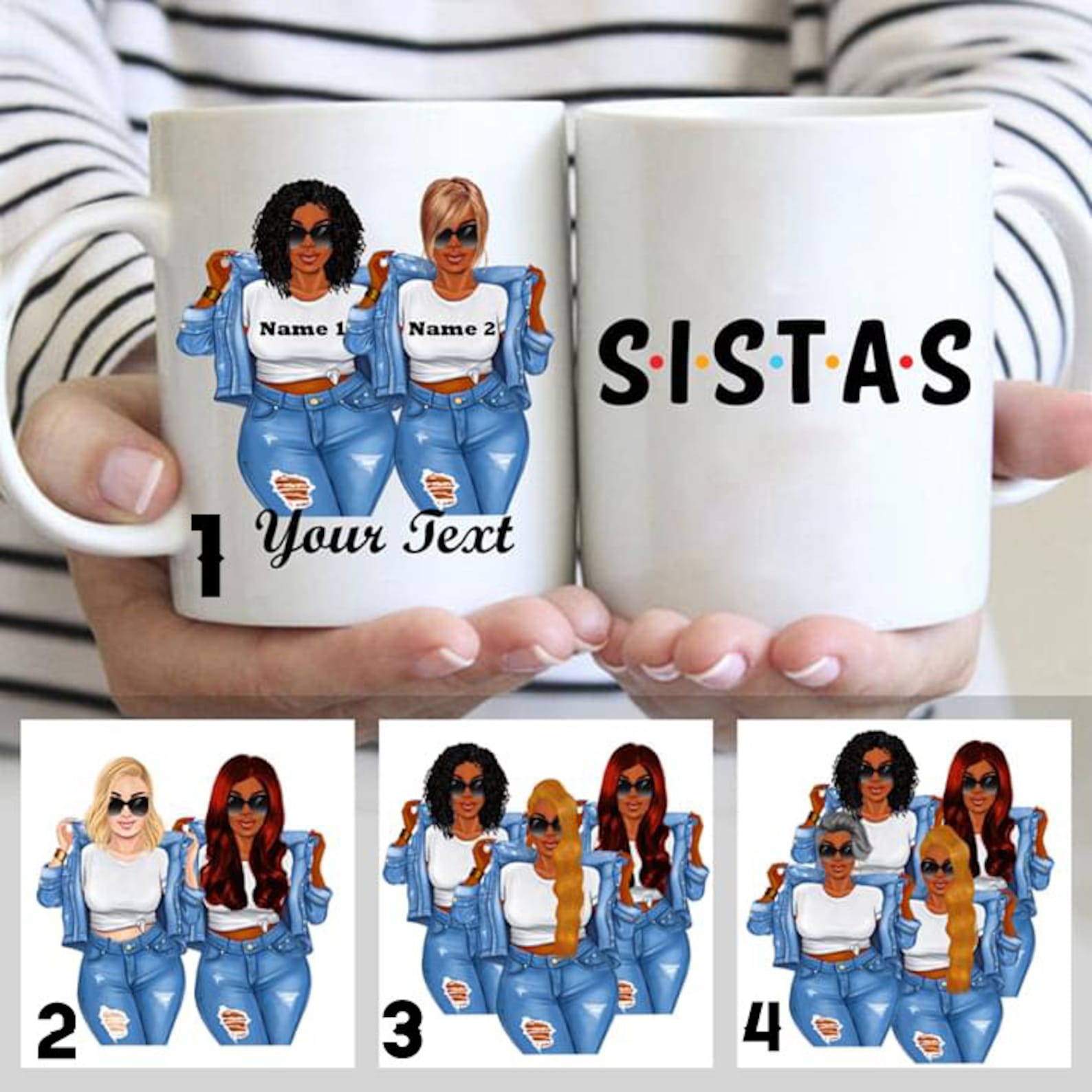 Personalized Afro Black American Ladies Sistas Coffee Mug Etsy