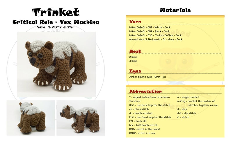 Amigurumi DIY Craft Kit Critical Role Trinket, Crochet pattern digital PDF image 6