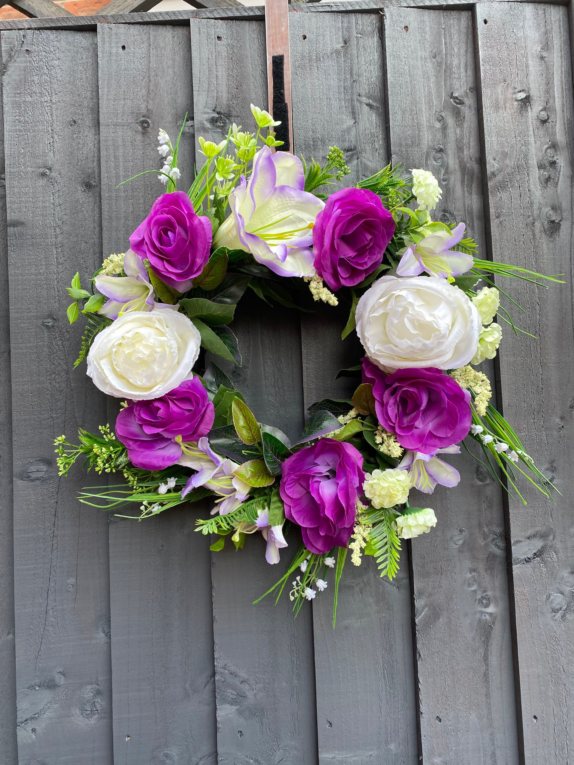 Artificial wreath / luxury handmade wreath / purple wreath / Etsy