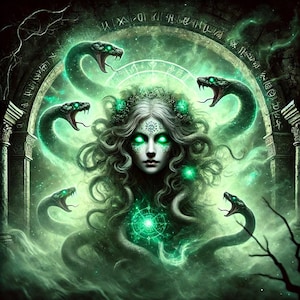 Rare Green Beautiful Greek Gorgon Spirit Companion Remote Binding by Mystical Aria Protective Spirit