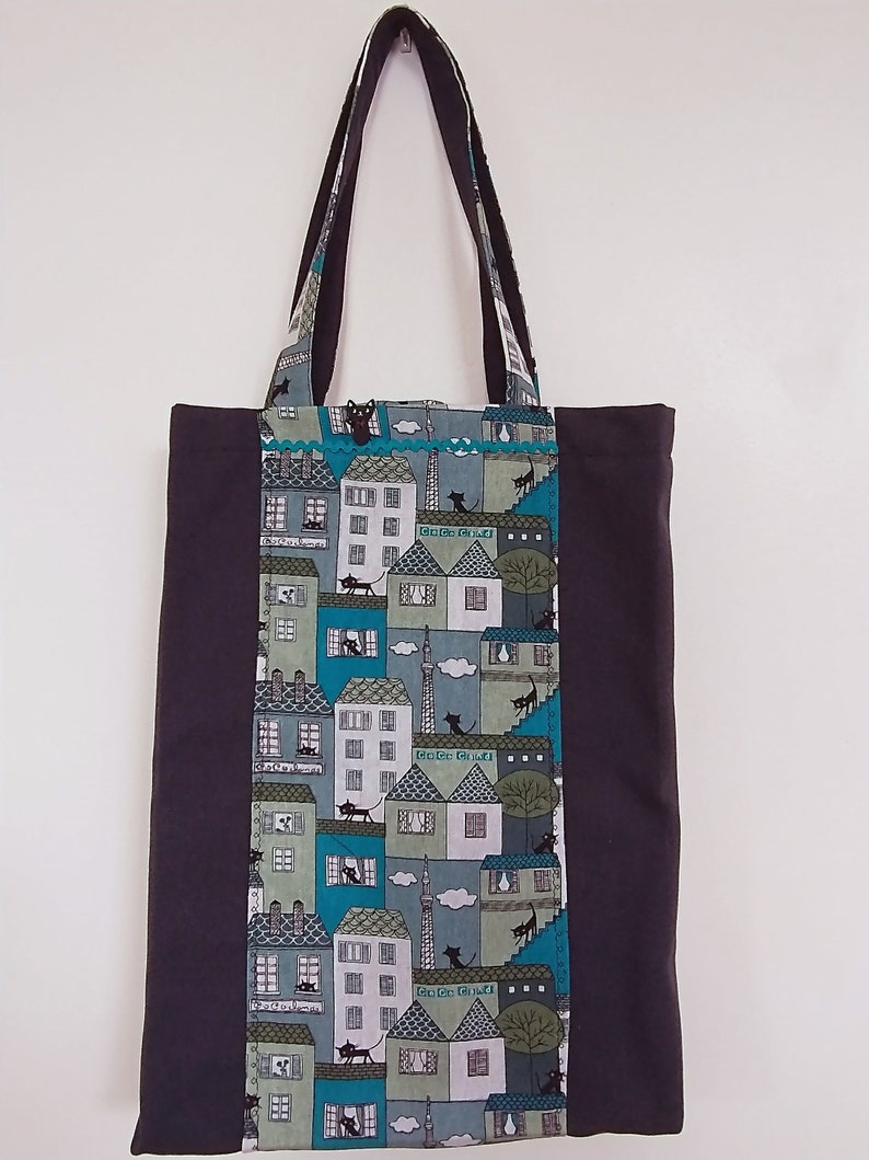 hand made Cat large tote bag shopping bag