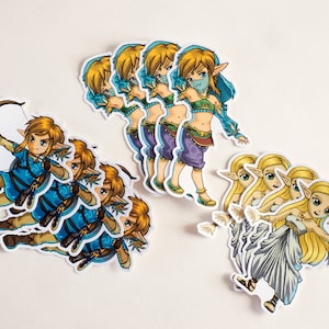 Legend of Zelda Breath of the Wild, Link, Gerudo Link and Zelda Stickers