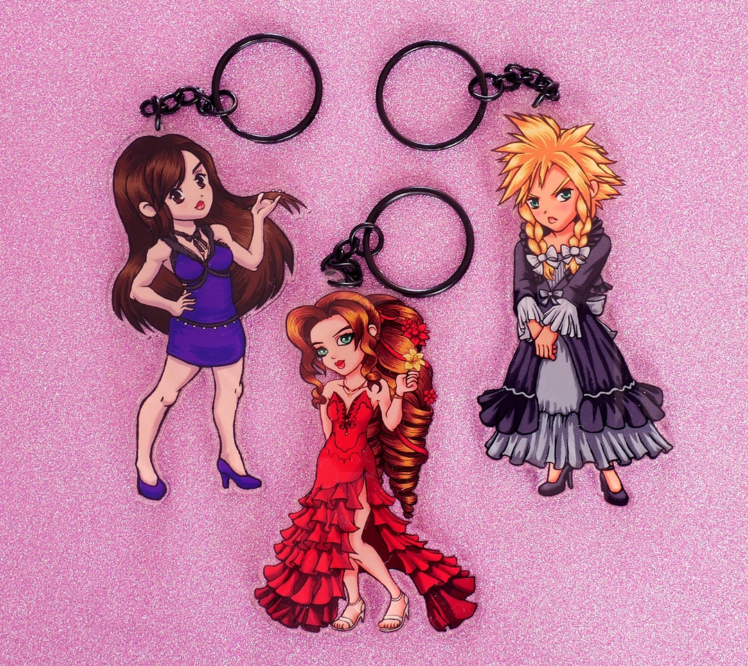 Miss Cloud, Aerith and Tifa Final Fantasy 7 Remake Acrylic Keychain ...