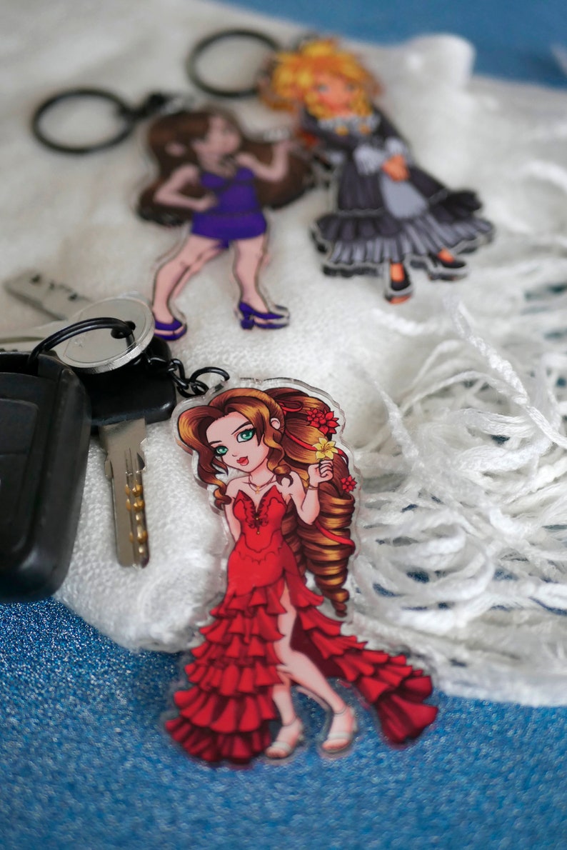 Miss Cloud, Aerith and Tifa Final Fantasy 7 Remake Acrylic Keychain ...