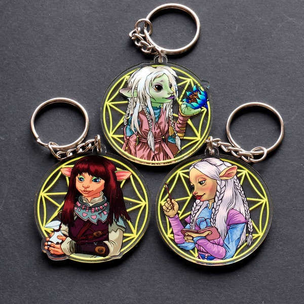 Deethra, Brea and Rian Dark Crystal Age of Resistance Acrylic Keychain Charm