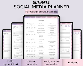 Digital Social Media Planner for Goodnotes, Content Calendar