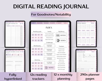 Diário de leitura digital para Goodnotes/Notability, download em PDF