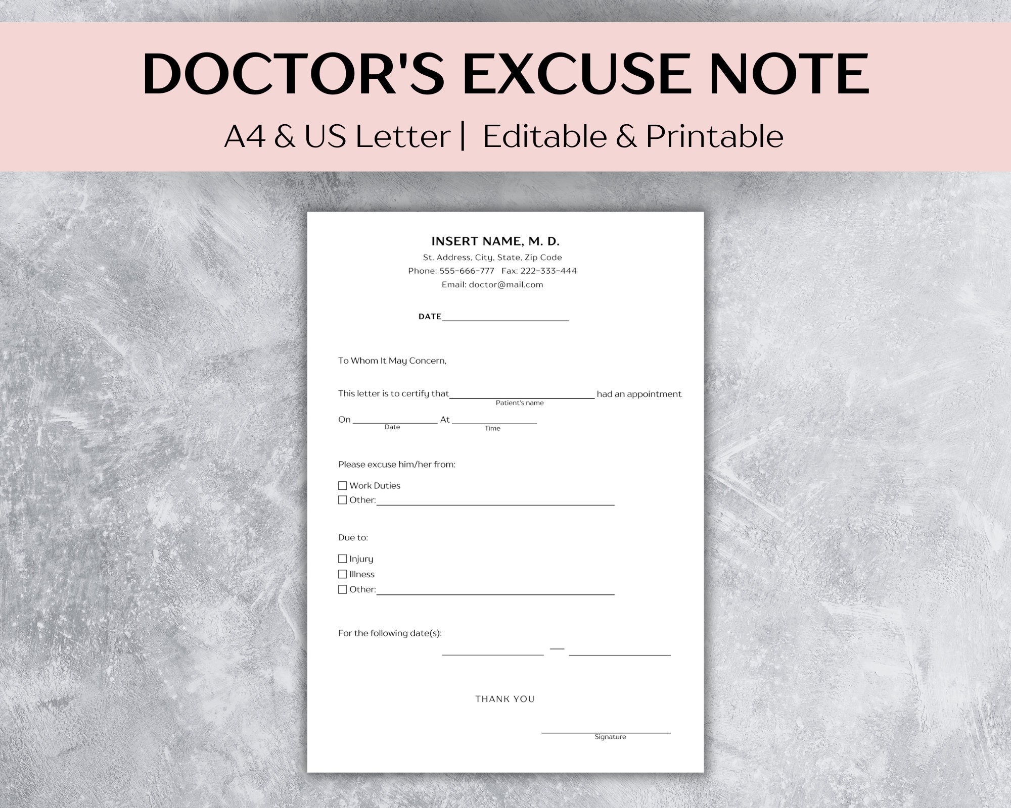 fake-doctors-note-template-editable-doctors-excuse-note-excuse-medical-doctors-note-for-work-and-school-instant-download-etsy for Fake Dr Note Free Printable Fake Doctors Note Template, Editable Doctors Excuse Note, Excuse Medical, Doctors Note for Work and School - INSTANT Download - Etsy for Fake Dr Note Free Printable