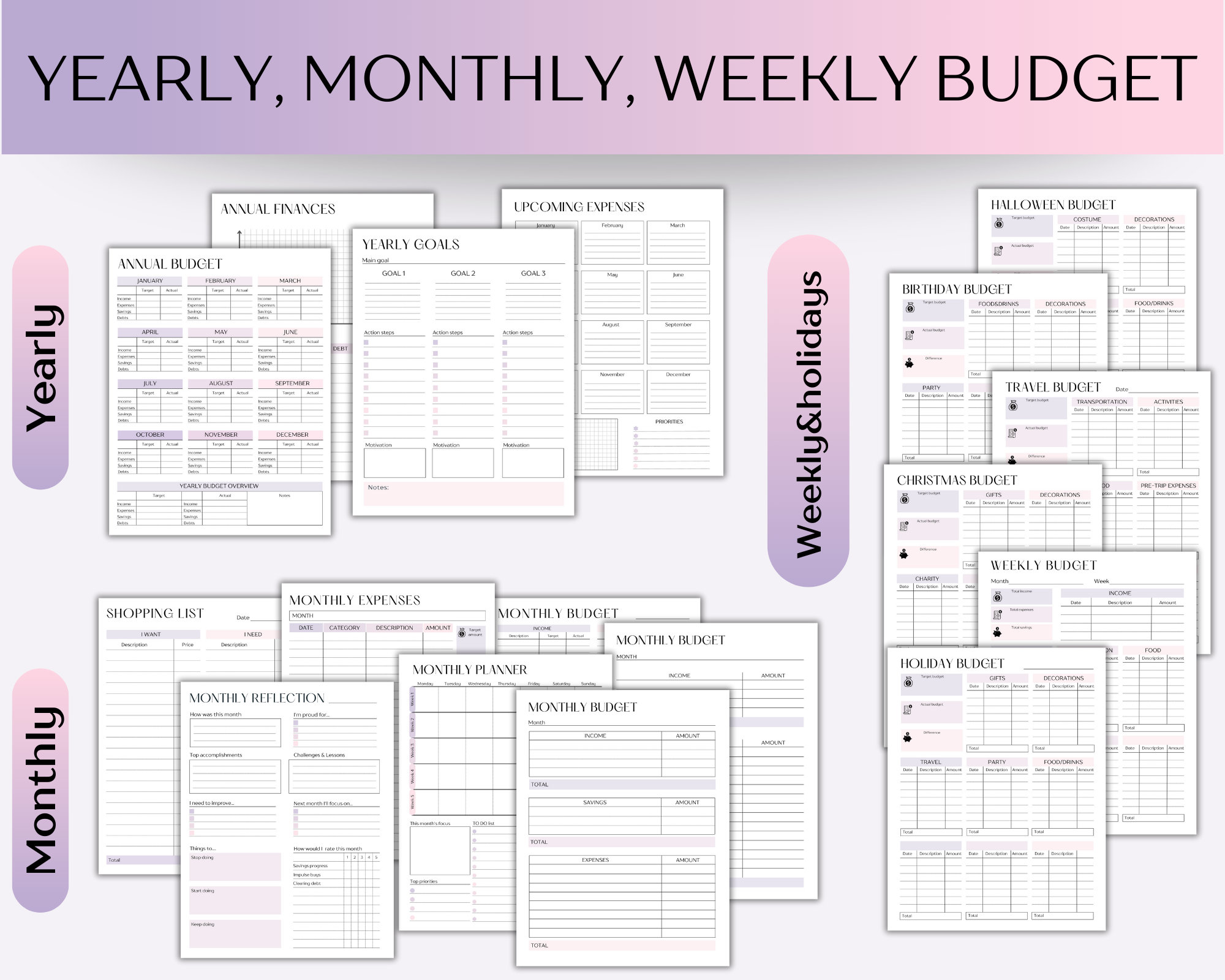Printable Budget Planner Book, Weekly, Monthly Financial Planner - A4 ...