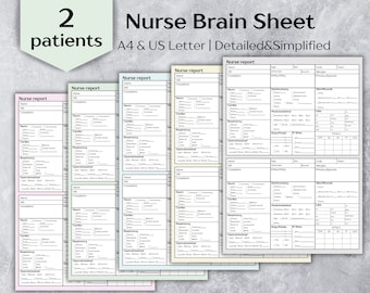 2 patient ICU nursing report sheet med surg, Nurse brain sheet, Medsurg report sheet, Medications & To Do - A4/US Letter, Instant download