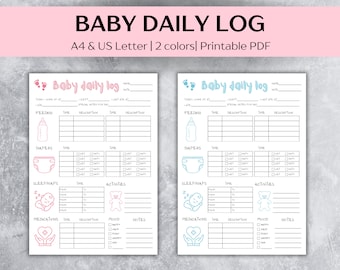 Baby Daily Log: Infant Toddler Tracker, Caregiver Checklist, Printable PDF - A4, US Letter