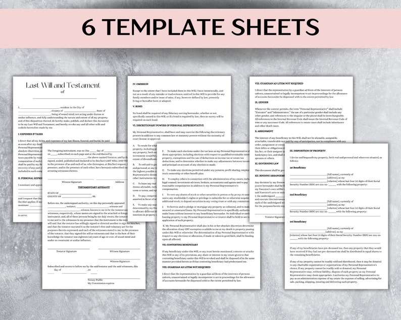 Editable Last Will and Testament Form, Last Will and Testament Template ...