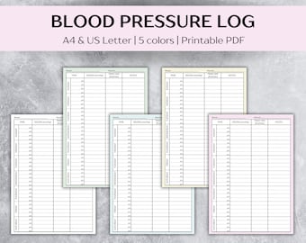 Blood Pressure Log, Printable Tracker Chart - Digital Download