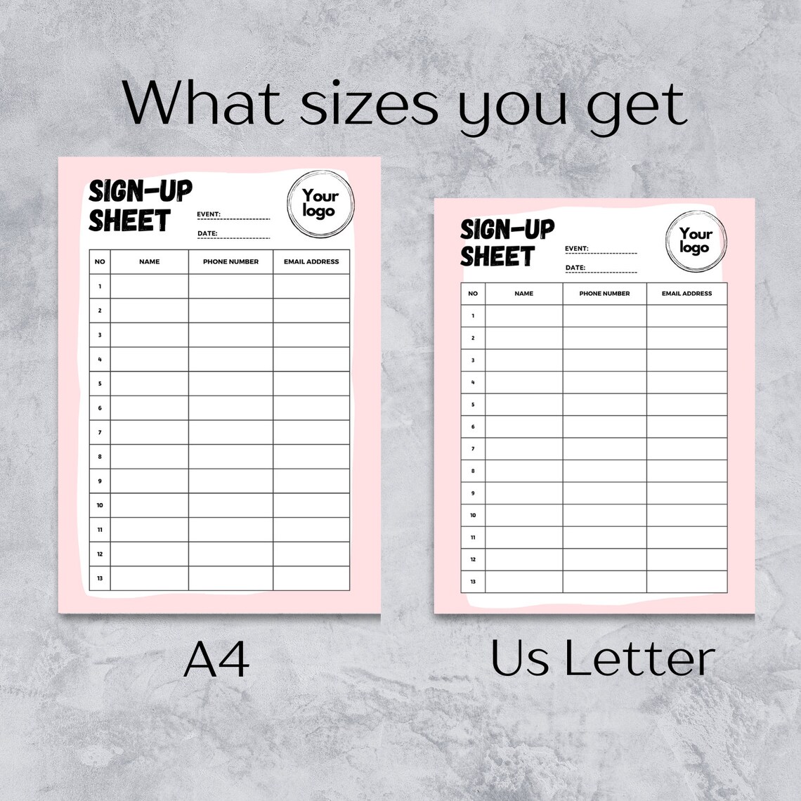 Editable Sign up Sheet, Printable Sign in Sheet, Contact Sheet A4&amp;US Letter - Etsy