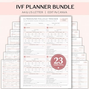 IVF Planner Worksheets, Fertility Treatment Binder, Printable Egg Retrieval Tracker, Medication Checklist, Editable Canva